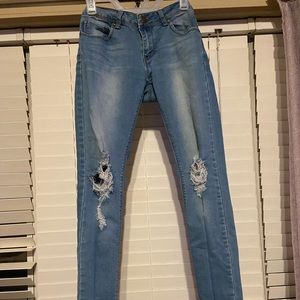 Low rise skinny light blue jeans